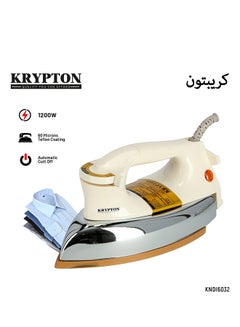 Buy Automatic Dry Iron With Non-Stick Golden Teflon Soleplate & Adjustable Thermostat Control Indicator Light 2.1 kg 1200 W KNDI6032N-A White in Saudi Arabia