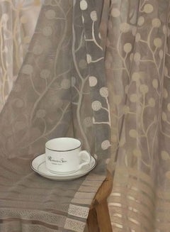 Buy 1 Piece Leaf Tulle Pattern Washable Window Sheer Curtain Brown 200 x 100cm in Saudi Arabia