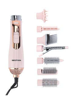 Buy 7-in-1 Hair Styler 1-Speed,3-Heat Settings with 6 Attachments, Smooth and Easy-To-Use Design/ Safety Cut Off feature, 360-Degree Swivel Cord, Cool Function, Perfect for Salon and At Home Styling KNH6028 Pink in UAE