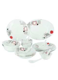 Buy 33-Piece Opalware Dinner Set White/Black/Red in Saudi Arabia