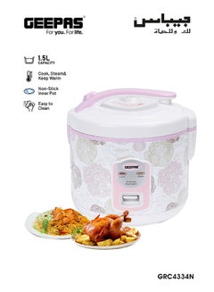 Buy Electric Rice Cooker 1.5 L 544 W GRC4334N White/Pink/Green in Saudi Arabia