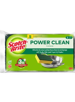 Buy Brite Heavy Duty Sponge Scourer 3 Pieces Green in UAE