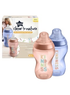 Buy Pack Of 2 Closer To Nature Baby Bottles Medium-Flow Anti-Colic Valve 340 ml, 3 Months+ Multicolor in UAE