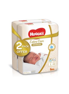 Buy Extra Care Newborn, Size 1, Up to 5 kg, Twin Jumbo Pack, 128 Diapers in UAE