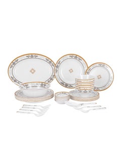 Buy 35 Piece Melamine Ware Dinner Set White ‎39.3x26x20 cm 4.4kg in UAE