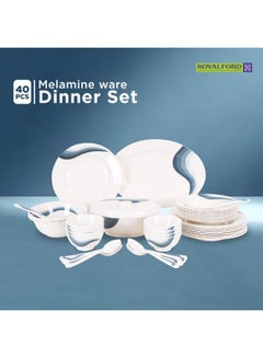 Buy 40-Piece Melamine Dinnerware Set Beige/Green in UAE