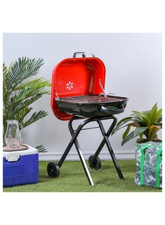 اشتري Danube Home Aero Oblique Bbq Grill Set Portable Cart Style Charcoal Barbecue For Outdoor Cooking Black/Red في الامارات