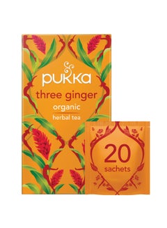 Buy Three Ginger Organic Herbal Tea 20 Teabags 36grams in UAE