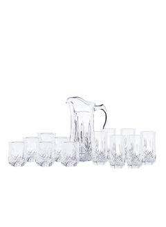 Buy Brighton 13 Piece Drink Set | Durable, Textured Design,Dishwasher Safe Clear in UAE