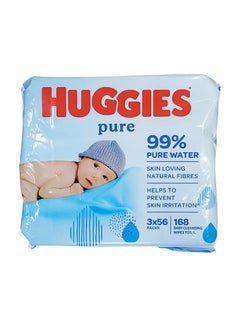 Buy Pure Baby Wipes, 99% Pure Water Wipes, 3 Pack x 56 Wipes, 168 Count in UAE