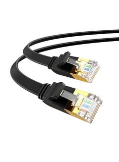 اشتري كابل إيثرنت Cat7 عالي السرعة مسطح RJ45 ومغلف LAN بسرعة 10 جيجابايت في الثانية لشبكة الإنترنت متوافق مع أجهزة الألعاب بلايستيشن 5 و4 و3 وإكس بوكس وجهاز الكمبيوتر واللابتوب والراوتر بطول 2 متر أسود في الامارات