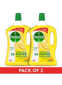 اشتري Lemon Antibacterial Power Floor Cleaner, Pack Of 2 Yellow 1.8x1.8Liters في الامارات