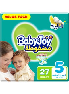 Buy Compressed Diamond Pad, Size 5 Junior, 14 to 23 kg, Value Pack, 27 Diapers in UAE