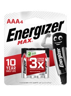 Buy Energizer Max Alkaline AAA Batteries - Pack Of 4 Silver/Black/Red in UAE