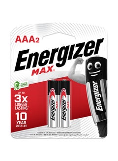 Buy Energizer Max 1.5V Alkaline batteries - AAA Pack Of 2 Silver/Black/Red in UAE