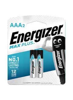 اشتري 2-Piece AAA Max Plus  Alkaline Batteries Silver/Black/Blue في الامارات