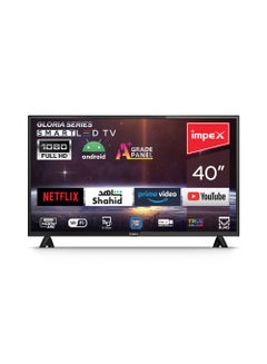 Buy 40 Inch Full HD Smart Android LED TV With Free Wall mount- A+ Grade Panel, QUAD CORE Processor, Super Slim, Smart Energy Saving, Mirror Cast And E-Share, HDMI\USB\Wi-Fi Input, Netflix, YouTube, Disney+, Apple TV+, Starz Play Arabia Gloria 40 Smart Black in Saudi Arabia