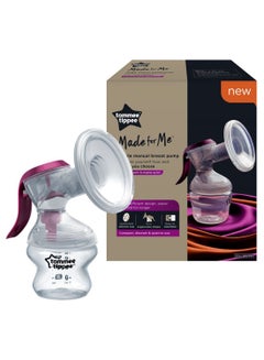 اشتري MadeFor Me Single Manual Breast Pump, Strong Suction, SOft Feel, Ergonomic HAndle, Portable And Quiet Breastmilk Pump, Baby Bottle Included في الامارات