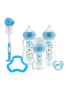 Buy W-N Anti-Colic Options+ Blue Gift Set (2X270 Ml & 1X150 Ml Bottles, 1 Bottle Brush, 1 Flexees Teether, 1 Pacifier, 2 Cleaning Brushes) in UAE