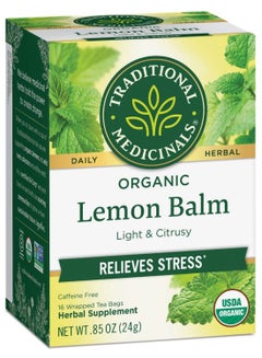 Buy Organic Lemon Balm, Relieves Stress, Caffeine Free, 16 tea Bags in UAE