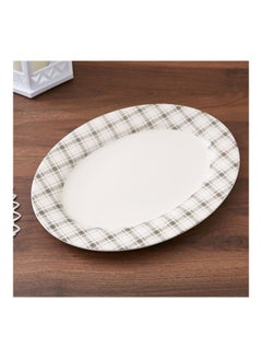 اشتري Stoneware Plaid Platter White/Black 36x18centimeter في الامارات