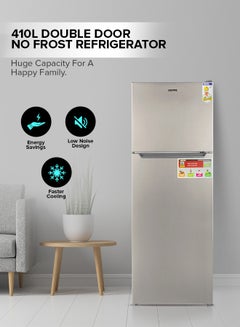 اشتري 410L Gross/348L Net Capacity, No Frost Double Door Refrigerator With Multi Airflow, Twist Ice Maker, Stainless Steel Finish, Separate Temperature Control For Fridge & Freezer,  Fridge - 270L/Freezer- 78L capacity GRF4120SSXN Silver في الامارات