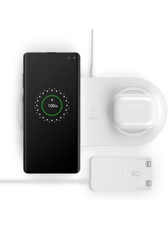 Buy BoostCharge Dual Wireless Charging Pads With PSU - 10W Fast Qi Certified For iPhone 15, 14 Series And Older, Airpods Pro, Samsung, Google, Huawei And Other QI Enabled Devices White in UAE