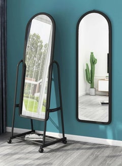 Buy Dressing Mirror With Stand Holder Black/White 124x40x6cm in UAE