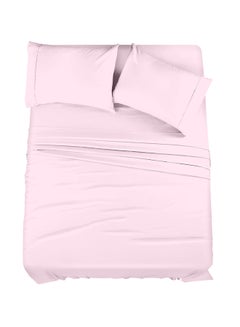 اشتري 4-Piece 400 Thread Count 100% Cotton Solid Luxury Queen Size Bed Sheet Set Includes 1xFitted Sheet 60x80+15 inches 2xPillow Cover 20x30 inch 1xFlat Sheet Cotton Cotton Light Pink 90x102inch في السعودية