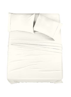 Buy 4-Piece 400 Thread Count 100% Cotton Solid Luxury Queen Size Bed Sheet Set Includes 1xFitted Sheet 60x80+15 inch 2xPillow Cover 20x30 inch 1xFlat Sheet Cotton Cotton Cream 90x102inch in Saudi Arabia