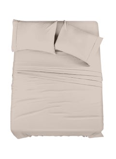 Buy 4-Piece 400 Thread Count 100% Cotton Solid Luxury Queen Size Bed Sheet Set Includes 1xFitted Sheet 60x80+15 inch 2xPillow Cover 20x30 inch 1xFlat Sheet Cotton Cotton Taupe 90x102inch in Saudi Arabia