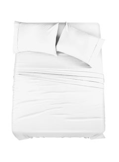 Buy 4-Piece 400 Thread Count 100% Cotton Solid Luxury California King Bed Sheet Set Includes 1xFitted Sheet 74x84+15 inch 2xPillow Cover 21x40 inch 1xFlat Sheet Cotton Cotton White 112x102inch in Saudi Arabia