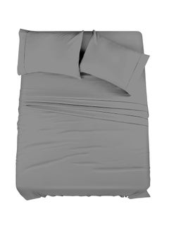 Buy 4-Piece 400 Thread Count 100% Cotton Solid Luxury California King Size Bed Sheet Set Includes 1xFitted Sheet 74x84+15 inch 2xPillow Cover 21x40 inch 1xFlat Sheet Cotton Cotton Grey 112x102inch in Saudi Arabia