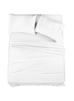 Buy 4-Piece 400 Thread Count 100% Cotton Solid Luxury Twin XL Bed Sheet Set Includes 1xFitted Sheet 39x80+14 inch 2xPillow Cover 20x30 inch 1xFlat Sheet Cotton Cotton White 66x102inch in Saudi Arabia