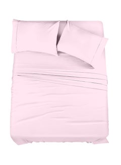 Buy 4-Piece 400 Thread Count 100% Cotton Solid Luxury Twin XL Bed Sheet Set Includes 1xFitted Sheet 39x80+14 inch 2xPillow Cover 20x30 inch 1xFlat Sheet Cotton Cotton Light Pink 66x102inch in Saudi Arabia