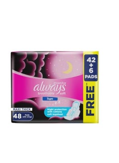 Buy Breathable Soft Maxi Thick Night Sanitary Pads 48 Count in Saudi Arabia