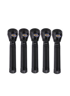 Buy Geepas 5PCS Rechargeable LED Flashlight - Hyper Bright Cool White Light 2000 Meters Range Portable Torch High Beam LED Flashlight | Ideal for Nights Work, Trekking, Camping Black 17.5cm in UAE