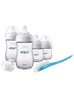 Buy 6-Piece Natural 2.0 Feeding Bottle Set, Super Soft Silicone Nipple, Newborn, 0+ Months - Clear And Blue in UAE