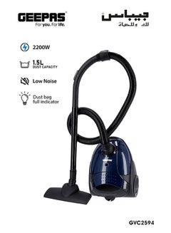 Buy Vacuum Cleaner With Dust Bag/Powerful Suction/Dust Full Indicator/Flexible Hose With Airflow On Handle 1.5 L 2200 W GVC2594 Blue/Black in Saudi Arabia