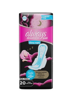 Buy Dreamzz Breathable Soft Night Long Pads 20 Count in Saudi Arabia