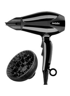 اشتري Compact Pro 2400 ​Hair Dryer Ac, Italian Made For Quality And Long-Lasting Performance, Ultra-Slim Nozzle With Ionic Frizz Control Technology, Portable Dryer With Diffuser - 6715DSDE, Black Black 243x94x262mm في السعودية