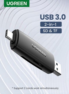 اشتري قاري بطاقة TF وSD ومحول بمنفذ USB C إلى USB 3.0 وبفتحتين لذاكرة OTG لبطاقات SD ميكرو وSD وSDHC وSDXC وMMC لأجهزة جالاكسي وآي باد برو 2021 وسيرفيس برو أسود في مصر