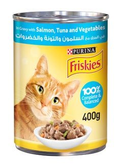 Buy Friskies Salmon Tuna And Vegetables In Gravy Wet Cat Food 400grams in UAE