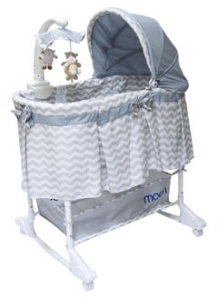 اشتري 4 in 1 Comfortable Luxury Convertible Soffy Baby Cradle With Large Basket for Storage and Adjustable Canopy - Grey في الامارات