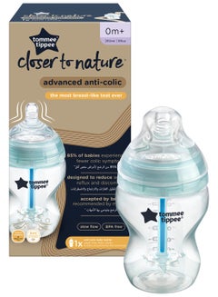 اشتري Pack Of 1 Advanced Closer To Nature Anti-Colic Feeding Bottle, 260 ml 0 Months+ Clear في الامارات