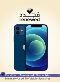 Buy Renewed - iPhone 12 With Facetime 128GB Blue 5G - International Version in UAE