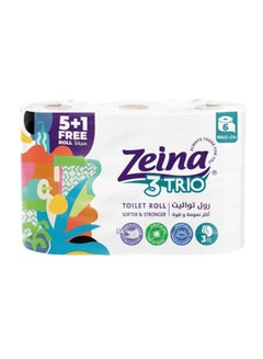 Buy Toilet roll - 3 Ply Pack of 6 White in UAE