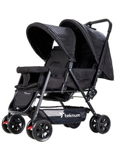Buy Double Baby Stroller Pram - Black in UAE