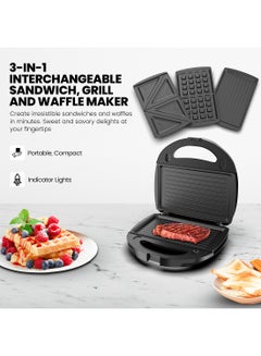 Buy Sandwich Maker With 3 Detachable Plates 750 W NGT323D Black in UAE