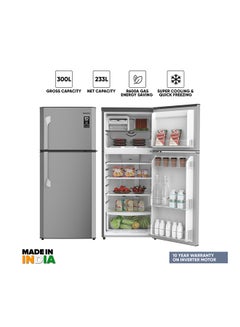 Buy 300L Gross / 233L Net, Double Door Refrigerator And Top Mount Frost Free Freezer, Toughened Glass Shelves, CFC Free Best For Home, Office And Restaurant, 10 Year Compressor Warranty, Made In India 398.95 kW NRF300FSS Grey in UAE